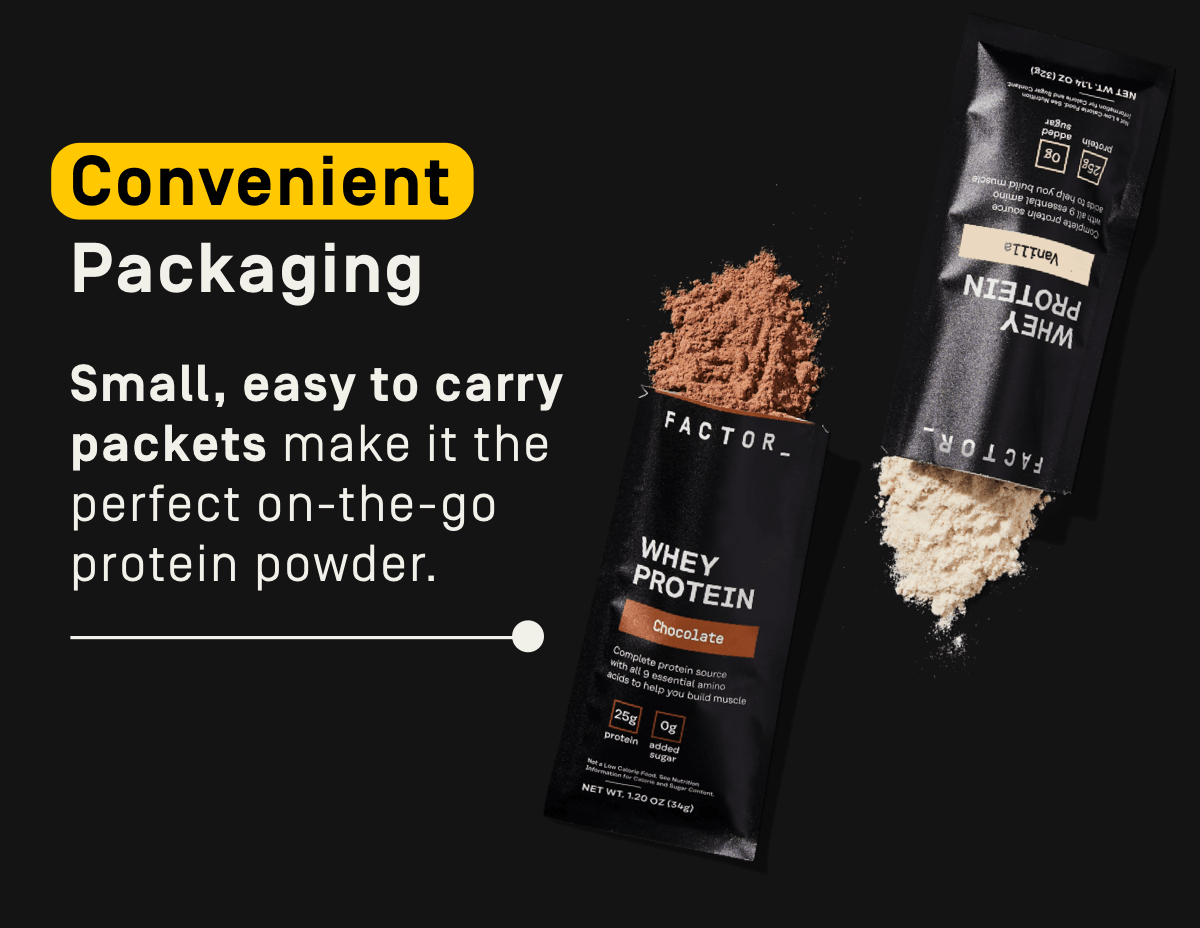 Convenient packaging: small, easy to carry packets make it the perfect on-the-go protein powder