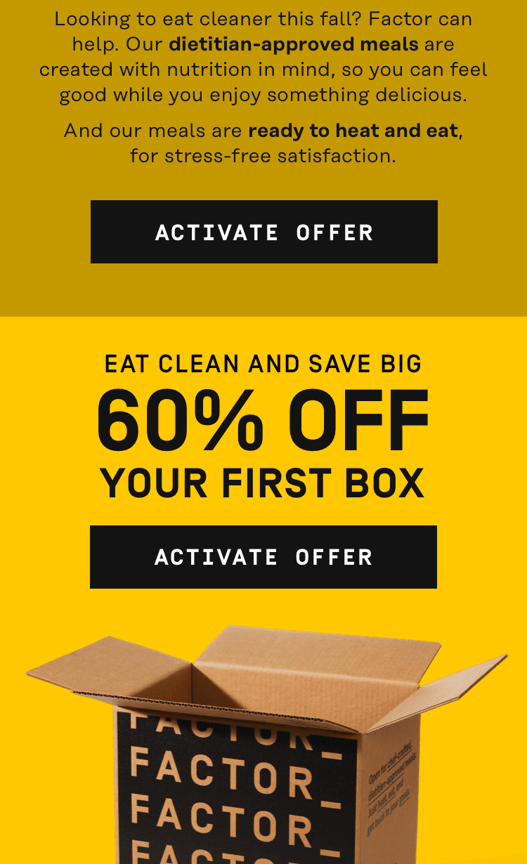 Looking to eat cleaner this fall? 60% Off Your First Box | Activate Offer