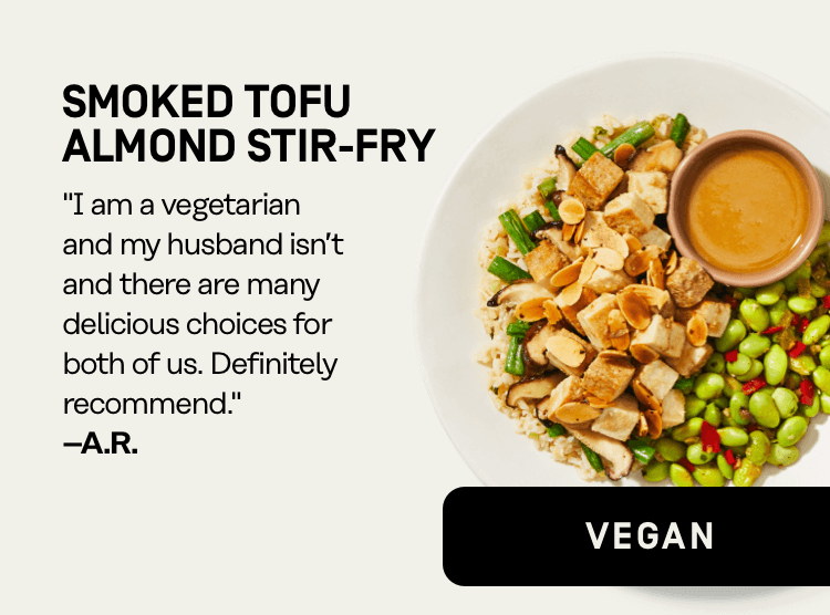 Vegan Smoked tofu almond stir-fry